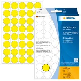 Herma Markierungspunkte 19mm gelb, 32 Blatt