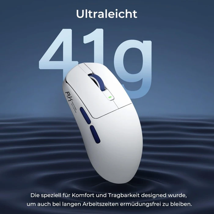 RK Royal Kludge M30 Wireless Gaming Mouse, weiß/blau, USB/Bluetooth