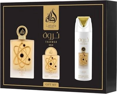 Lattafa Pride Tharwa Gold EdP 100ml + EdP 20ml + Deo Spray 200ml Duftset