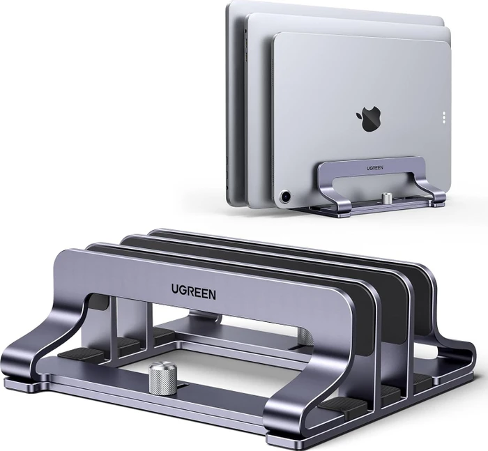 Ugreen Vertikaler Laptopständer, 3 Slot, grau, verstellbar