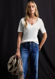 Street One Herzausschnitt T-Shirt kurzarm off white (Damen)