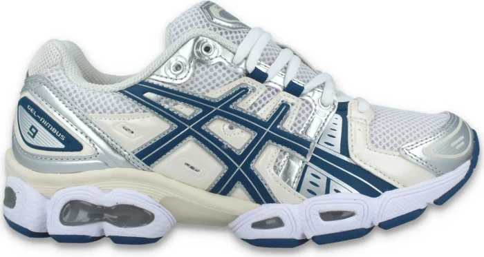 Asics Gel-Nimbus 9 white/light indigo (Damen)