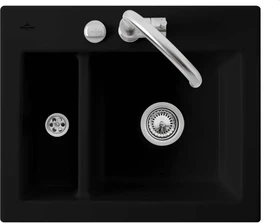 Villeroy & Boch Subway 60 XM Einbau Becken reversibel mit Ablauffernbedienung ebony