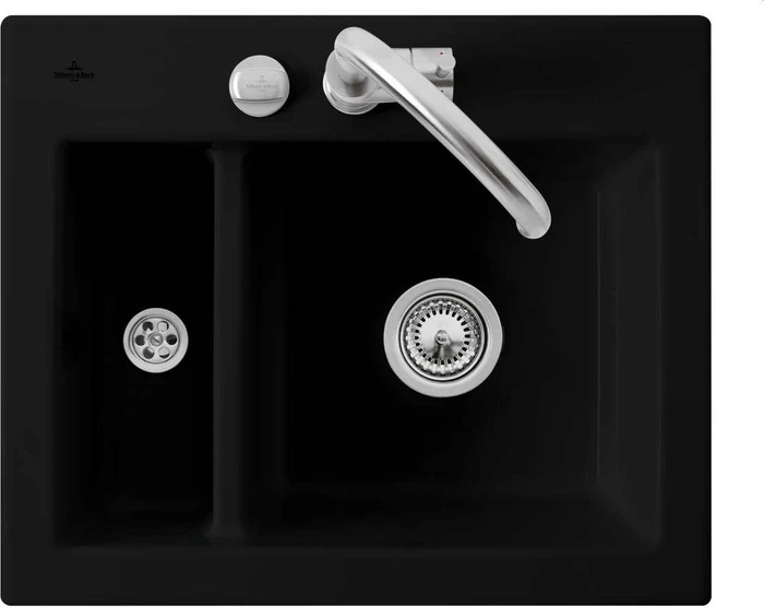 Villeroy & Boch Subway 60 XM Einbau Becken reversibel mit Ablauffernbedienung ebony