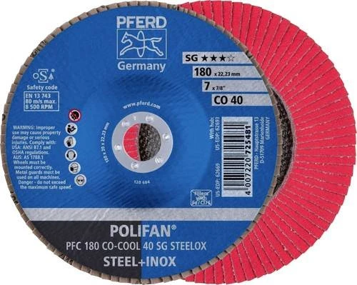 Pferd PFC 180 CO-COOL 40 SG STEELOX POLIFAN Fächerschleifscheibe K40, 180x22.23mm, 10 Stück