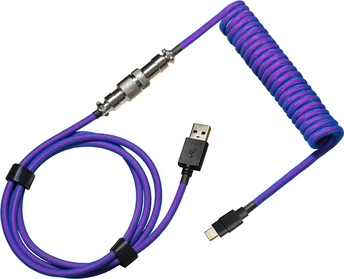 Cooler Master Coiled Cable USB-C auf USB-A, Tastaturkabel (Spiral-Textilkabel), 1.5m, Thunderstorm Blue/Purple