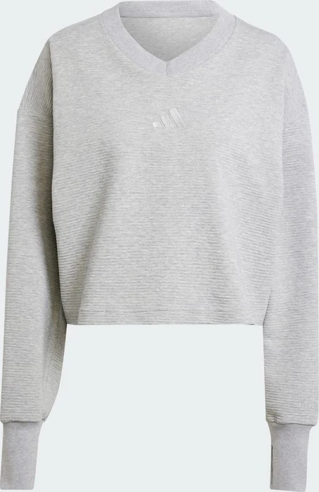 adidas ALL SZN Ribbed V-Neck Sweatshirt medium grey heather (Damen)