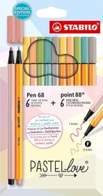 STABILO Pen 68 & point 88 Pastellove Set sortiert, 12er-Set, Kartonetui