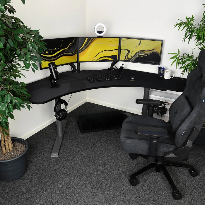 Arozzi Arena Angelo Gaming Eckschreibtisch 225x71cm Gunmetal
