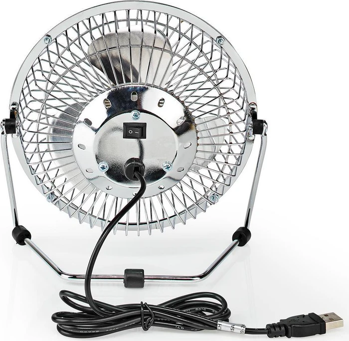 Nedis FNDK1CR15 USB Mini Tischventilator aus Metall 15cm chrom