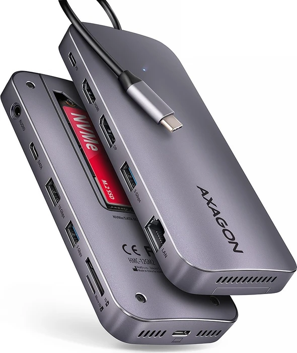 Axagon 12in1 Combo Hub, Dual-Slot-Cardreader, USB-C 3.1 [Buchse]