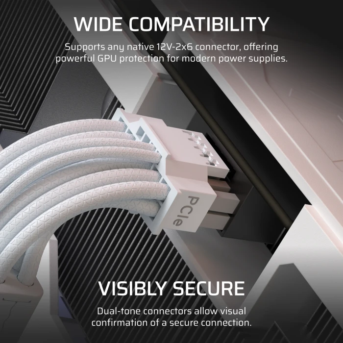 Corsair ThermalProtect PCIe 5.1 600W 12V-2x6 GPU Power Cable, weiß, 65cm