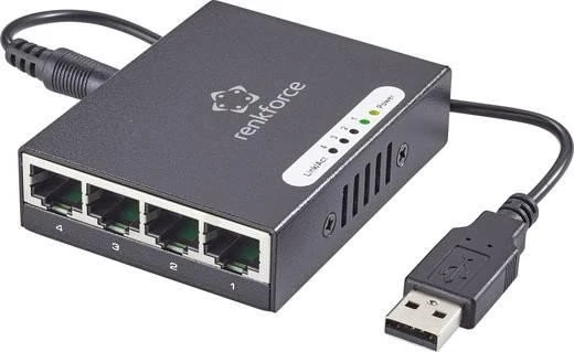 Renkforce Desktop Gigabit Switch, 4x RJ-45