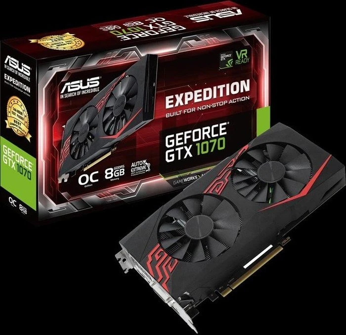 ASUS Expedition GeForce GTX 1070 OC, EX-GTX1070-O8G, 8GB GDDR5, DVI, 2x HDMI, 2x DP
