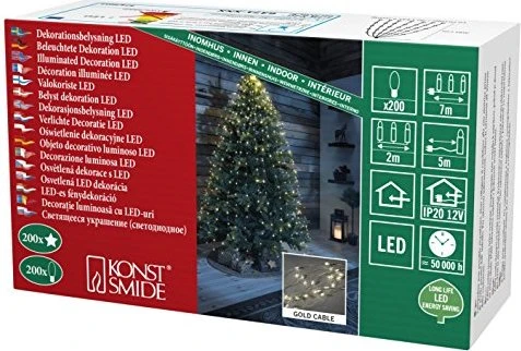 Konstsmide Lichterkette 200 Sterne gold LED 200x warmweiß