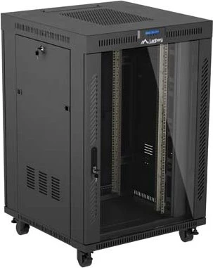 Lanberg 19" Rackschrank 22HE, LCD, freistehend, Flat Pack, V2, Glastür, IP20, RAL 9004, 800mm tief