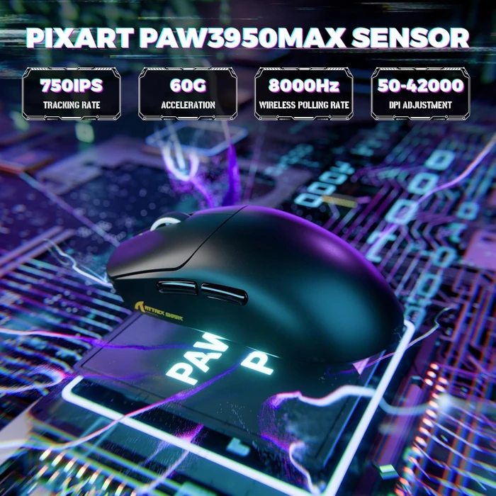 Attack Shark X8 Ultimate 8KHz Tri-mode Wireless Gaming Mouse, schwarz, USB/Bluetooth
