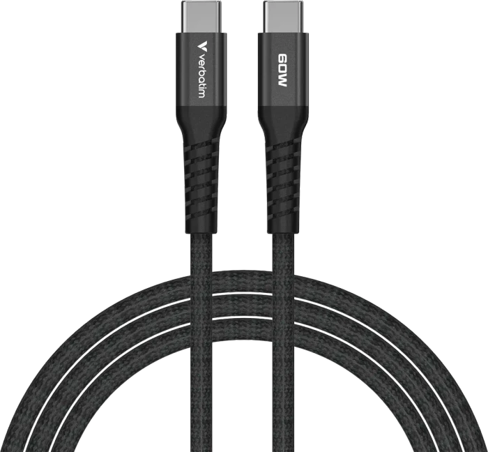 Verbatim Sync & Charge Magnetisches USB-C Kabel, USB 2.0, 480Mb/s, 60W PD 3.0/QC 3.0, USB-C Stecker auf USB-C Stecker, schwarz, 1.2m