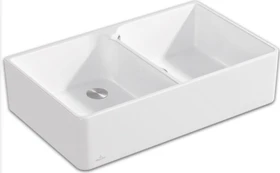 Villeroy & Boch Spülstein 90 X Doppelspüle mit Ablauffernbedienung stone white