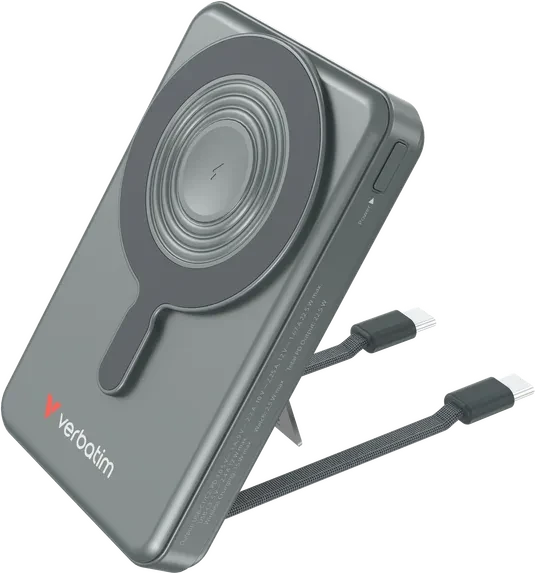 Verbatim Charge 'n' Go Power Bank mit USB-C-Kabel 10000mAh grau