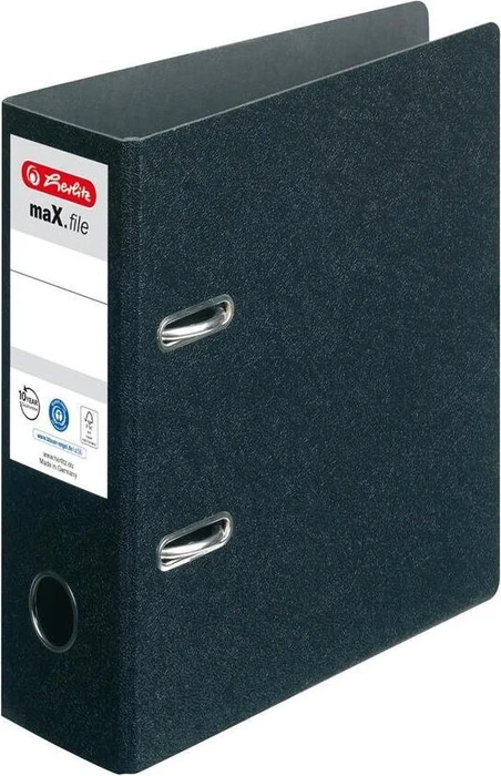Herlitz maX.file Ordner 2-Ring Hartpappe, 75mm, A5, schwarz