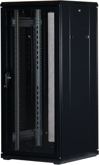 Rockstable 19" Serverschrank 27HE, Gitternetztür, IP2X, schwarz, 600mm tief