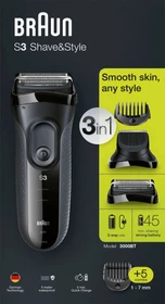 Braun Series 3 3000BT mit Präzisionstrimmer schwarz/grau