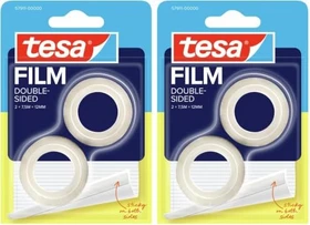 tesa tesafilm doppelseitig transparent, Klebeband, 12mm/7.5m, 2 Stück