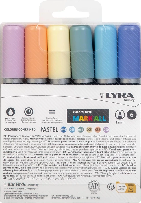 Lyra Graduate Mark All Permanentmarker 2mm sortiert, 6er-Set, Etui