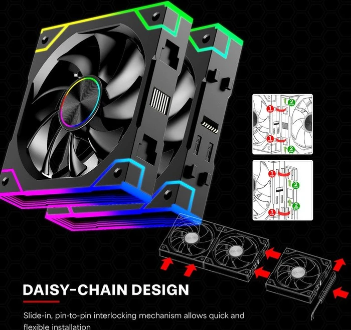 Xilence Gaming Series XF072 ARGB, schwarz, 120mm, 3er-Pack