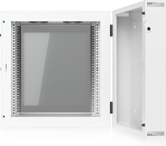 Ubiquiti 12U Rack Cabinet, 19" Wandgehäuse 12HE, Glastür, weiß, 703mm tief