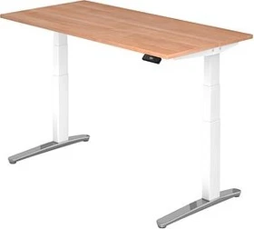 Hammerbacher Ergonomic Aktiv XBHM16 elektrisch höhenverstellbarer Sitz-Steh-Schreibtisch 160x80cm Nussbaum/weiß