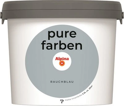 Alpina Farben Pure Farben Wandfarbe rauchblau innen blau, 2.5l