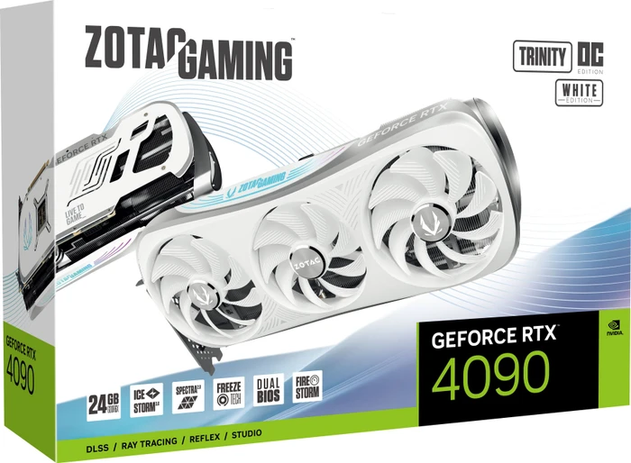 Zotac Gaming GeForce RTX 4090 Trinity OC White Edition, 24GB GDDR6X, HDMI, 3x DP
