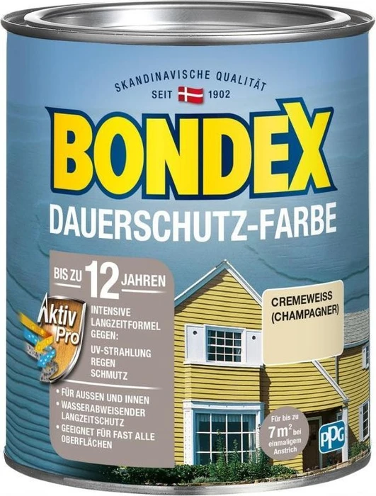 Bondex Dauerschutz-Farbe cremeweiß/champagner, 750ml