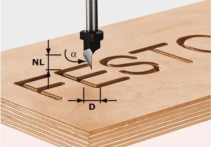 Festool HW S8 D11/60° Schriftenfräser, (D)11x9.5x55mm, 1 Stück