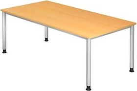 Hammerbacher Ergonomic Plus H-Serie HS2E/6/S Schreibtisch 200x100cm Buche/silber