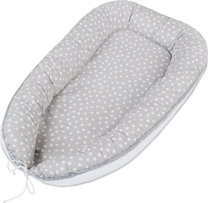 Babybay Kuschelnest perlgrau punkte weiß