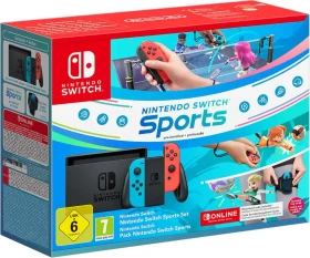 Nintendo Switch - Nintendo Switch Sports Bundle inkl. 3 Monate Nintendo Switch Online schwarz/blau/rot