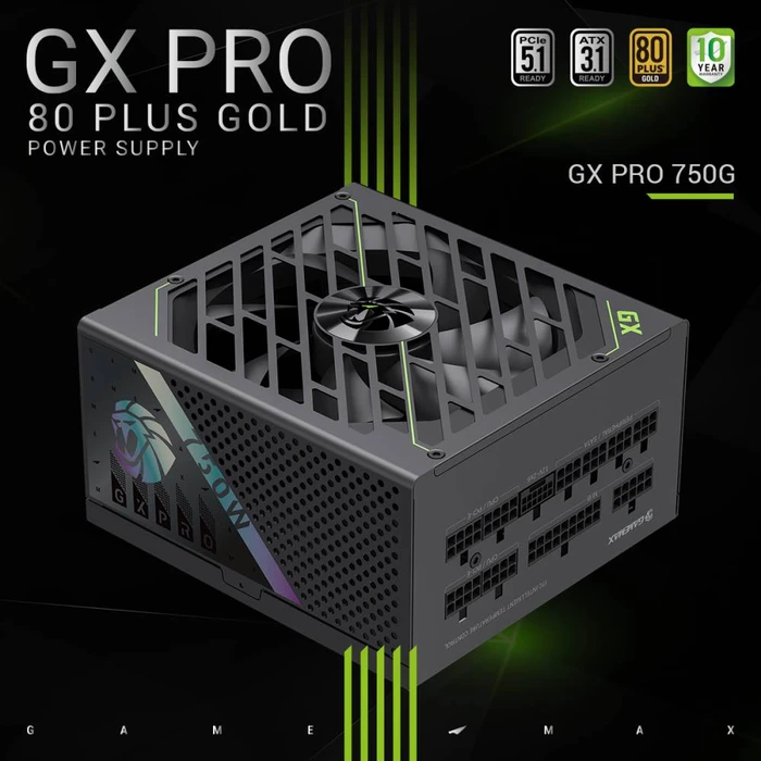 GameMax GX Pro Gold 750G schwarz 750W, ATX 3.1