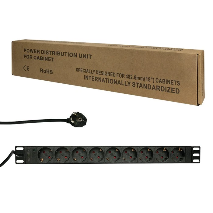 LogiLink Steckdosenleiste, 1HE, 9-fach, 230V, 2m