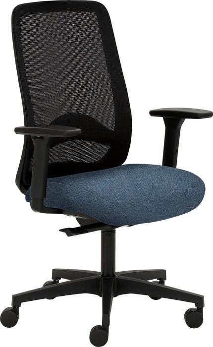 Mayer Sitzmöbel myTriton 2228 Stoff 26502 Bürostuhl mit Netzrücken und Armlehnen, jeansblau meliert/schwarz