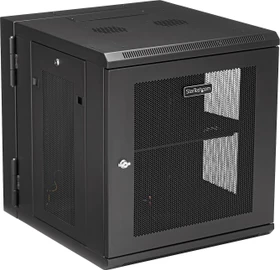 StarTech RK1224WALHM Wandgehäuse 12HE, Gitternetztür, schwarz, 651mm tief