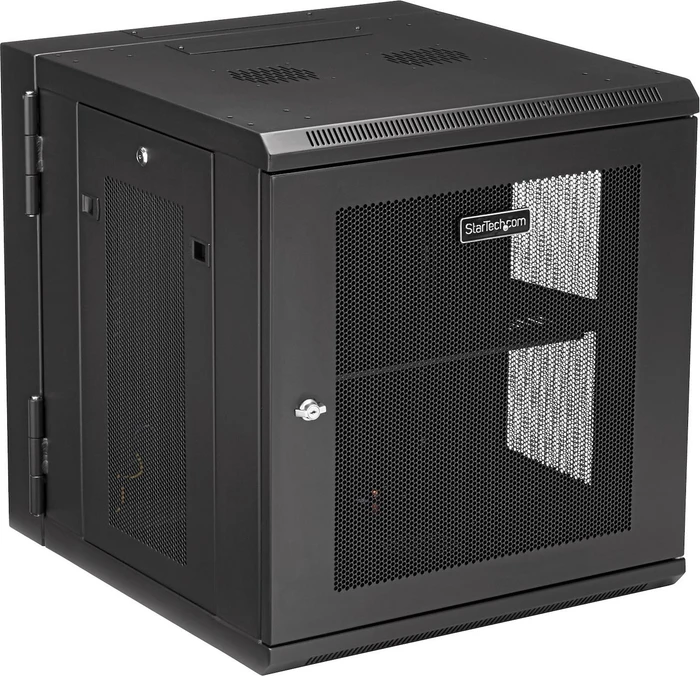StarTech RK1224WALHM Wandgehäuse 12HE, Gitternetztür, schwarz, 651mm tief