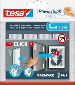 tesa Powerstrips Clips Medium Tapete/Putz weiß, Klebenagel