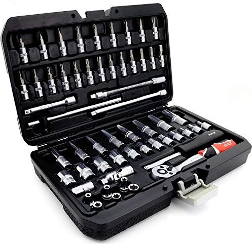 Yato YT-14501 Steckschlüsselsatz inkl. Werkzeugbox, 56-tlg.