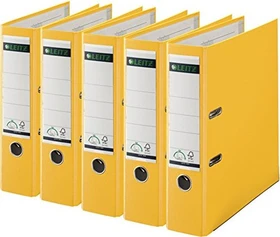 Leitz Qualitäts Ordner 2-Ring 180° Plastik, 80mm, A4, gelb, 5er-Pack