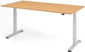 Hammerbacher Ergonomic Aktiv XMST2E/6/S elektrisch höhenverstellbarer Sitz-Steh-Schreibtisch 200x100cm Buche/silber