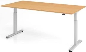 Hammerbacher Ergonomic Aktiv XMST2E/6/S elektrisch höhenverstellbarer Sitz-Steh-Schreibtisch 200x100cm Buche/silber