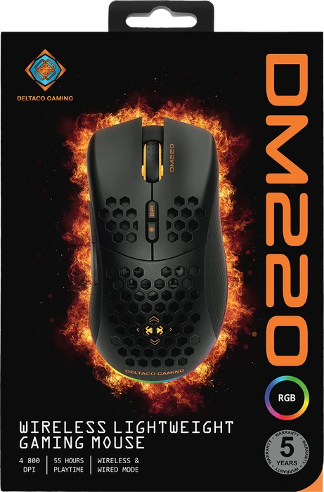 Deltaco DM220 Wireless Lightweight Gaming Mouse schwarz, USB/Bluetooth